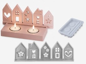 Molde silicona portavela doble con casitas